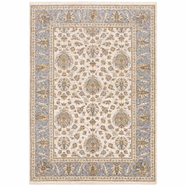 Maharaja 5091Z Ivory/ Blue Indoor Area Rug - 2' x 3'