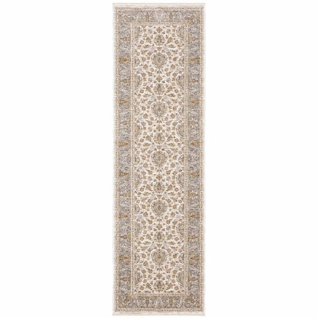 Maharaja 5091Z Ivory/ Blue Indoor Area Rug - 2'3" x 7'6"