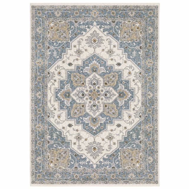 Maharaja 051F1 Blue/ Ivory Indoor Area Rug - 2' x 3'