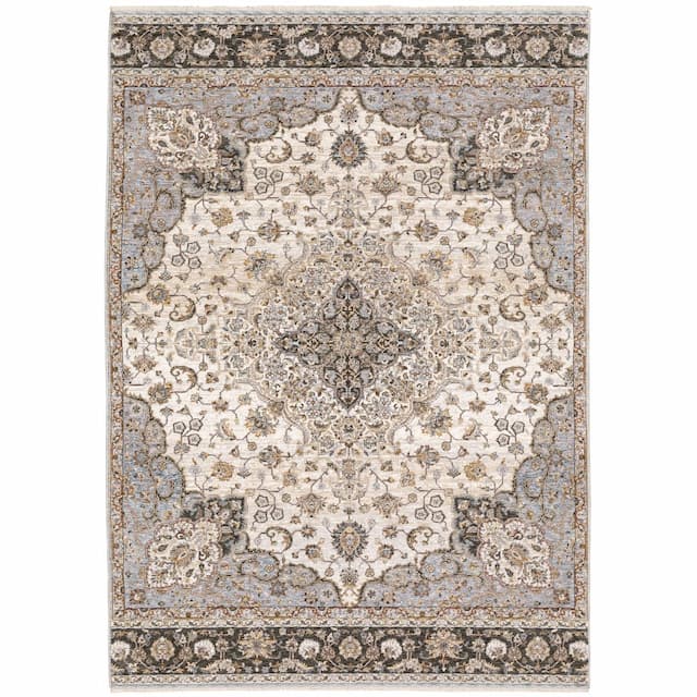 Maharaja 660J1 Ivory/ Blue Indoor Area Rug - 2' x 3'