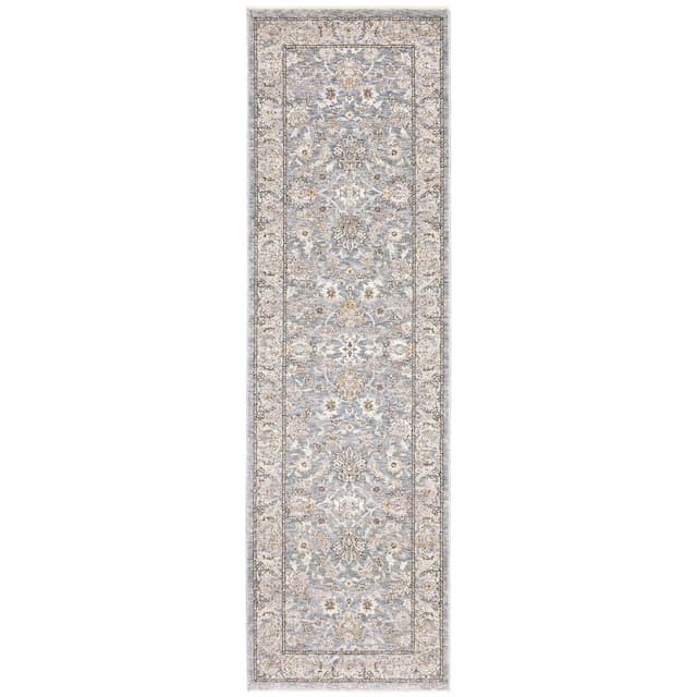 Maharaja 070E1 Blue/ Ivory Indoor Area Rug - 2'3" x 7'6"