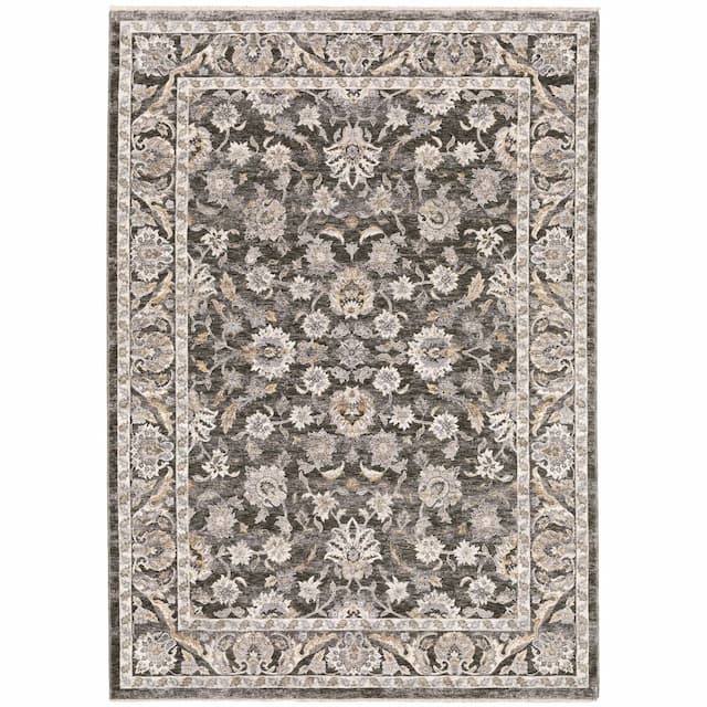 Maharaja 070N1 Grey/ Ivory Indoor Area Rug - 2' x 3'