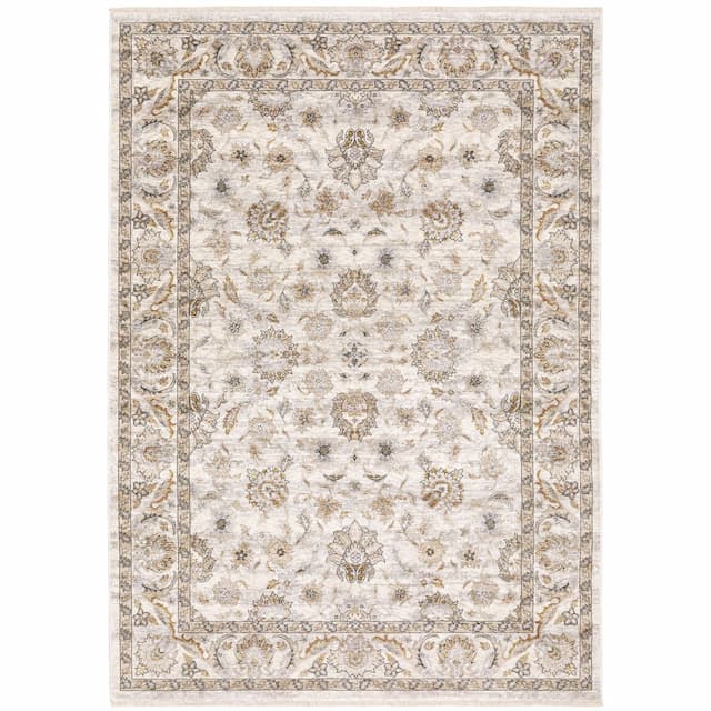 Maharaja 070W1 Ivory/ Grey Indoor Area Rug - 2' x 3'