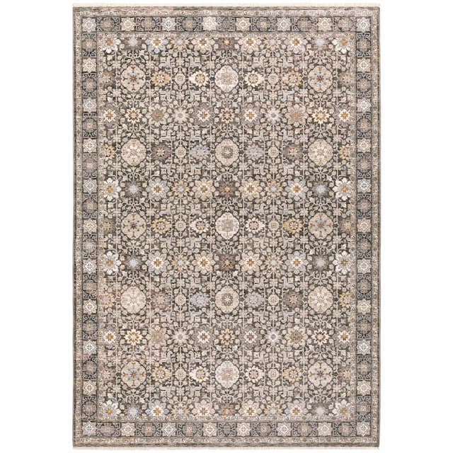 Maharaja 071N1 Grey/ Ivory Indoor Area Rug - 2' x 3'