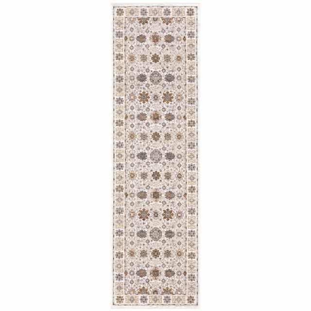 Maharaja 071W1 Ivory/ Gold Indoor Area Rug - 2'3" x 7'6"