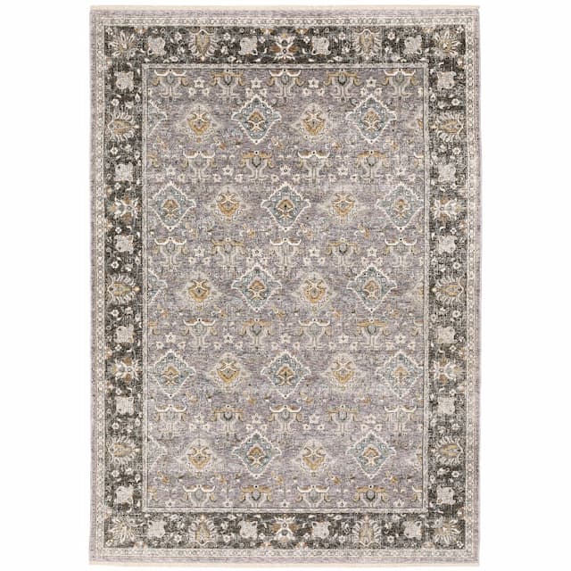 Maharaja 091E1 Grey/ Blue Indoor Area Rug - 2' x 3'