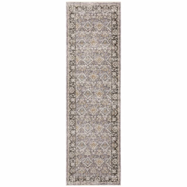 Maharaja 091E1 Grey/ Blue Indoor Area Rug - 2'3" x 7'6"