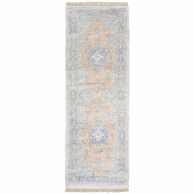 Malabar 45301 Blue/ Red Indoor Area Rug - 2'6" x 8'