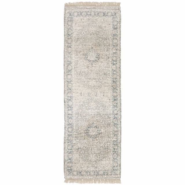 Malabar 45302 Beige/ Grey Indoor Area Rug - 2'6" x 8'