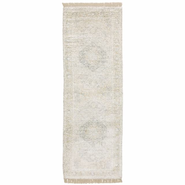 Malabar 45303 Beige/ Grey Indoor Area Rug - 2'6" x 8'