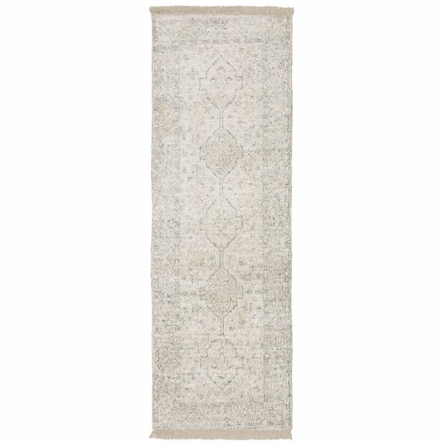 Malabar 45304 Beige/ Charcoal Indoor Area Rug - 2'6" x 8'