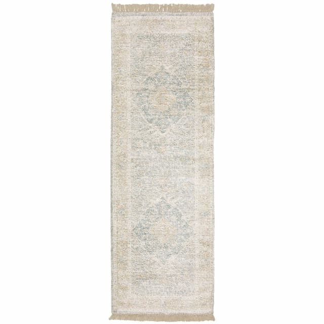 Malabar 45307 Grey/ Beige Indoor Area Rug - 2'6" x 8'