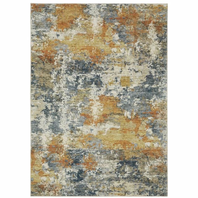 Malibu MAL05 Orange/ Blue Machine Washable Indoor Area Rug - 2' x 3'