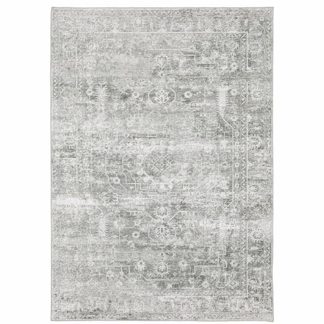 Malibu MAL08 Sage Green/Grey Machine Washable Indoor Area Rug - 2' x 3'