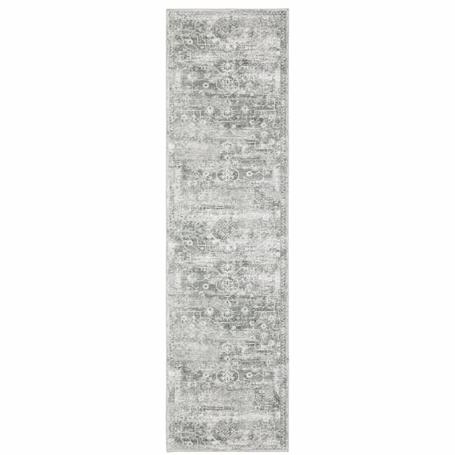 Malibu MAL08 Sage Green/Grey Machine Washable Indoor Area Rug - 2' x 8'