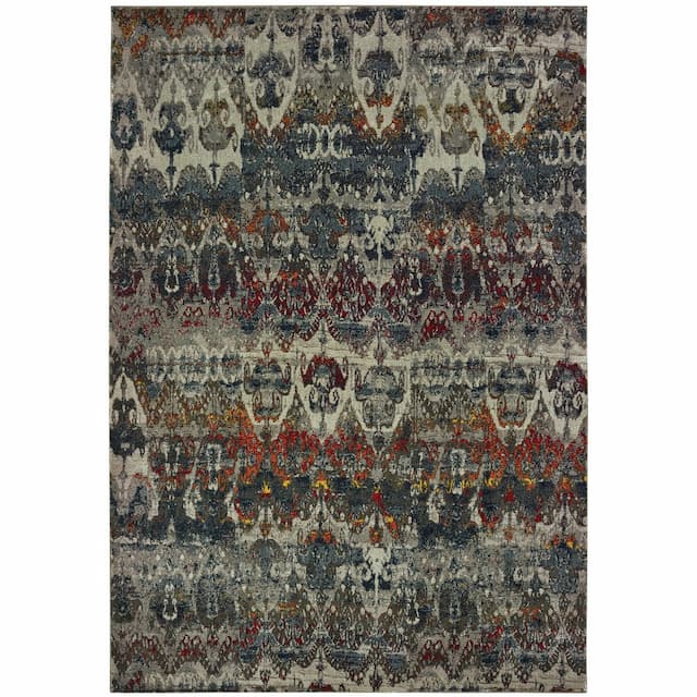 Mantra 048V7 Grey/ Blue Indoor Area Rug - 5'3" x 7'6"