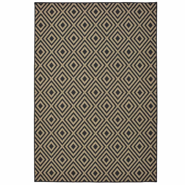 Marina 2335K Black/ Tan Indoor/Outdoor Area Rug - 1'9" x 3'9"