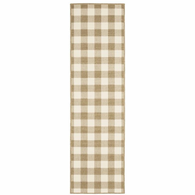 Marina 2598I Tan/ Ivory Indoor/Outdoor Area Rug - 2'3" x 7'6"