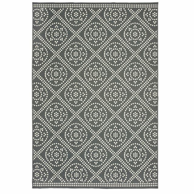 Marina 3969L Grey/ Ivory Indoor/Outdoor Area Rug - 1'9" x 3'9"