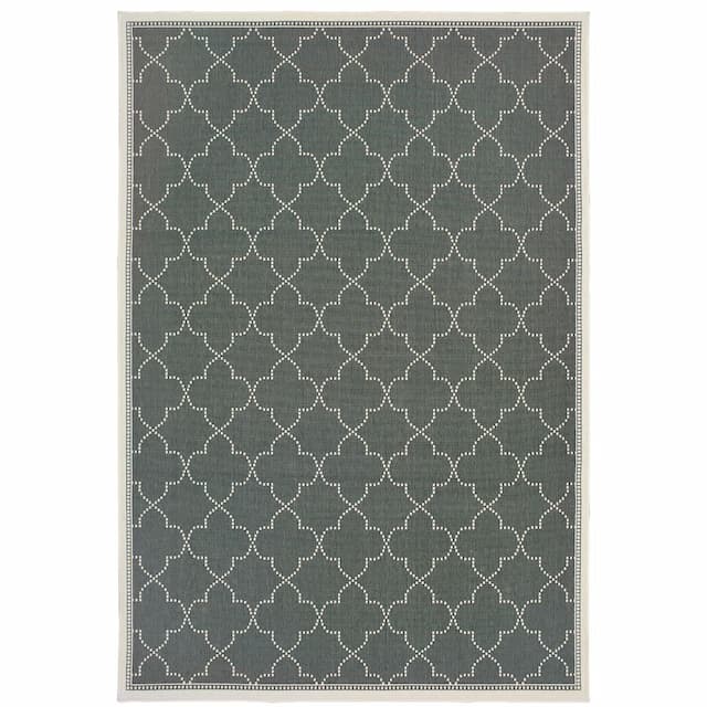 Marina 6025L Grey/ Ivory Indoor/Outdoor Area Rug - 1'9" x 3'9"