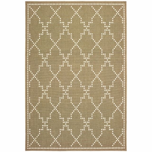 Marina 7765Y Tan/ Ivory Indoor/Outdoor Area Rug - 1'9" x 3'9"