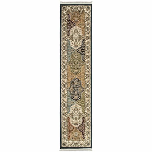 Masterpiece 1331X Navy/ Multi Indoor Area Rug - 2'3" x 10'