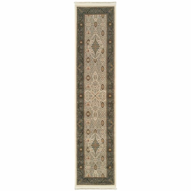 Masterpiece 1335I Ivory/ Dark Blue Indoor Area Rug - 2'3" x 10'