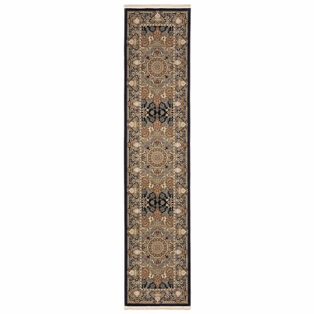 Masterpiece 1802B Navy/ Multi Indoor Area Rug - 2'3" x 10'