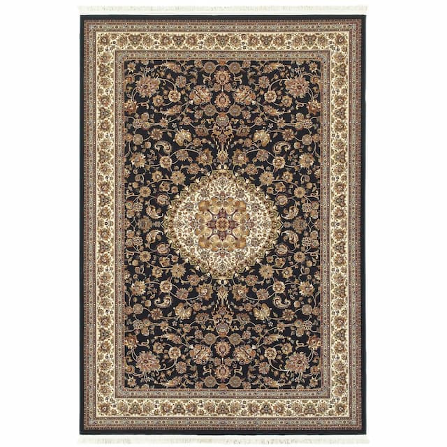 Masterpiece 033B2 Dark Blue/ Ivory Indoor Area Rug - 3'10" x 5'5"