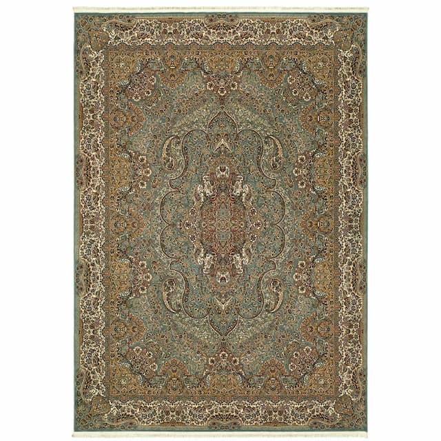 Masterpiece 502L2 Blue/ Gold Indoor Area Rug - 3'10" x 5'5"