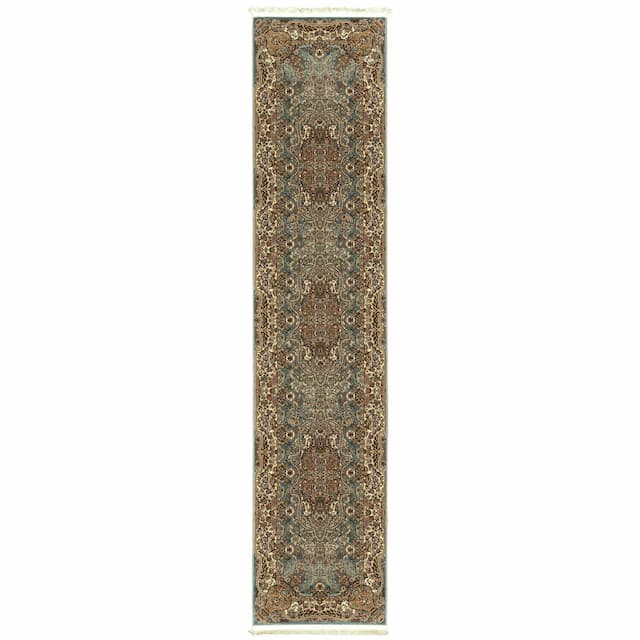 Masterpiece 502L2 Blue/ Gold Indoor Area Rug - 2'3" x 10'