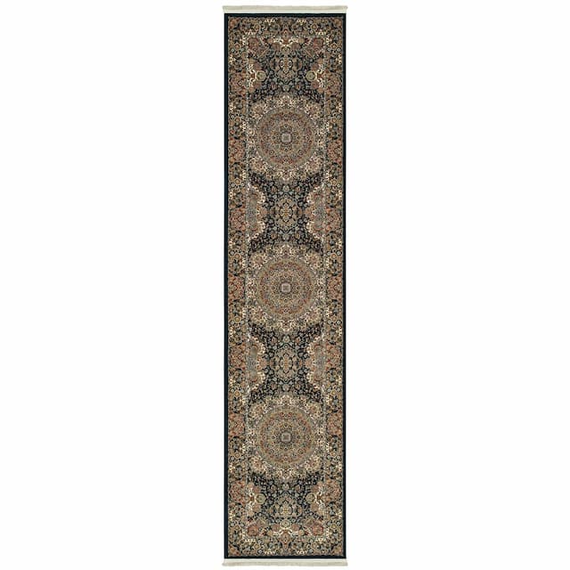 Masterpiece 5501K Dark Blue/ Multi Indoor Area Rug - 2'3" x 10'