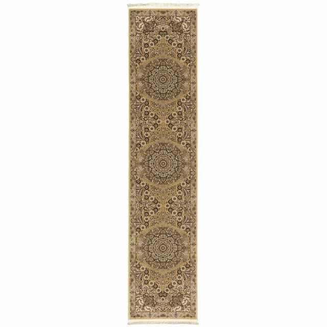 Masterpiece 8022J Gold/ Ivory Indoor Area Rug - 2'3" x 10'