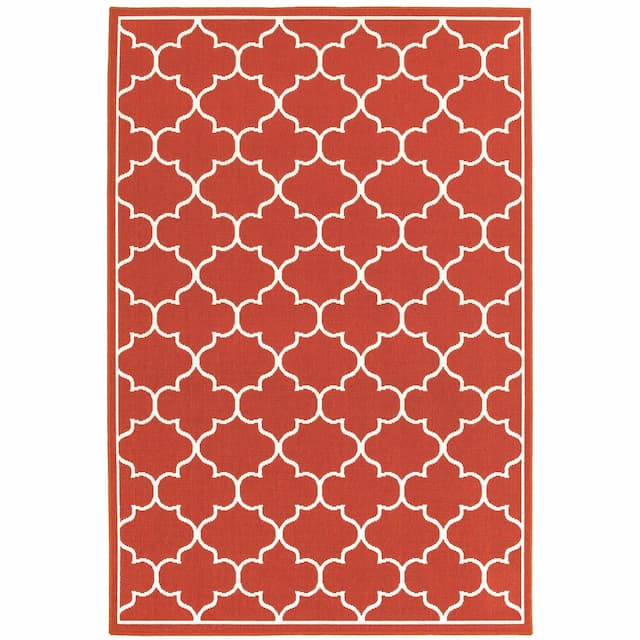 Meridian 1295R Red/ Ivory Indoor/Outdoor Area Rug - 1'10" x 2'10"