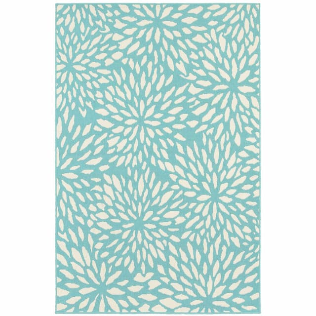 Meridian 1506L Blue/ Ivory Indoor/Outdoor Area Rug - 1'10" x 2'10"