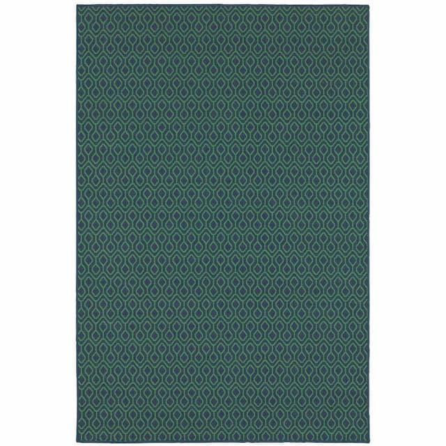 Meridian 1634Q Navy/ Green Indoor/Outdoor Area Rug - 1'10" x 2'10"