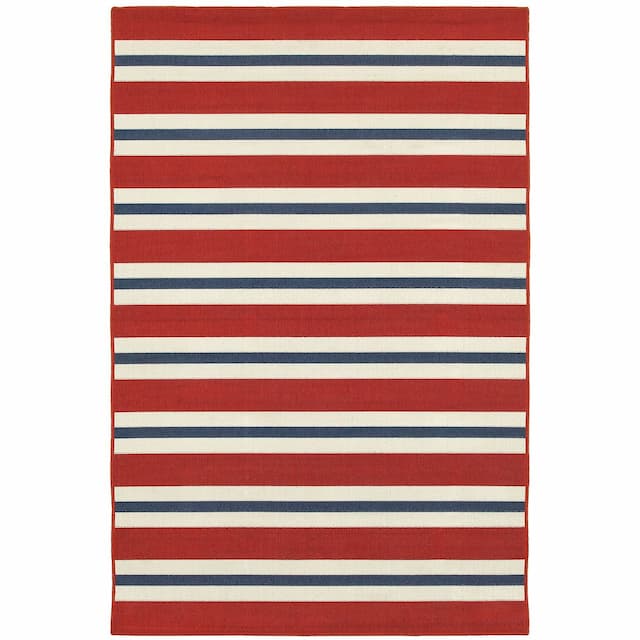 Meridian 5701R Red/ Blue Indoor/Outdoor Area Rug - 1'10" x 2'10"