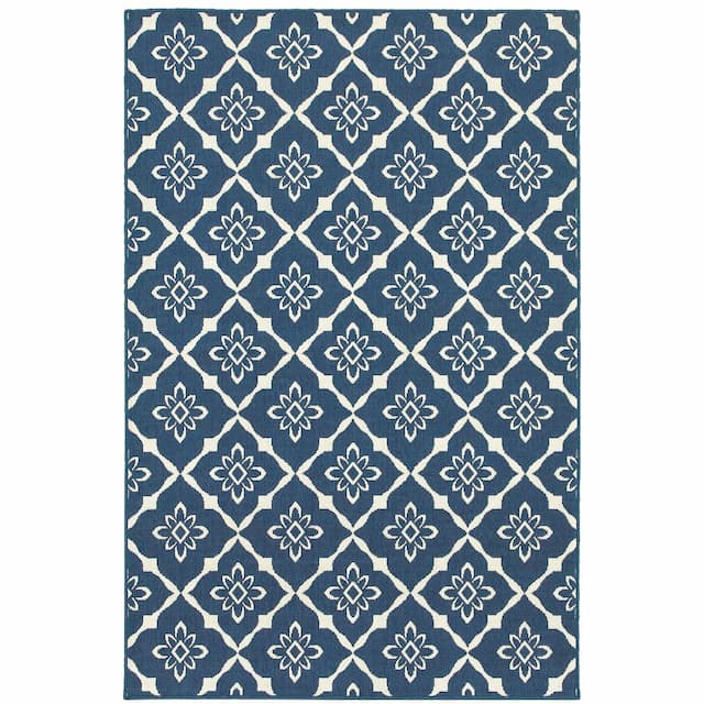 Meridian 5703B Navy/ Ivory Indoor/Outdoor Area Rug - 1'10" x 2'10"