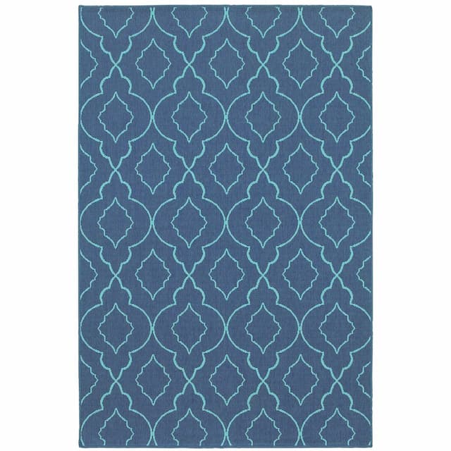 Meridian 7541B Navy/ Blue Indoor/Outdoor Area Rug - 1'10" x 2'10"