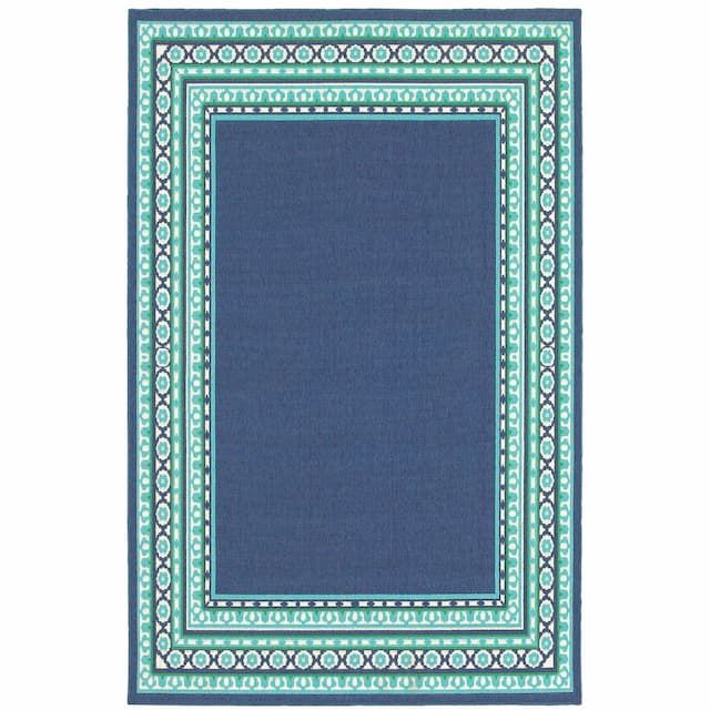 Meridian 9650B Navy/ Green Indoor/Outdoor Area Rug - 1'10" x 2'10"