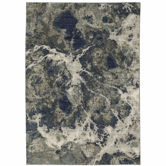 Montage 001PE Grey/ Blue Indoor Area Rug - 3'10" x 5'5"