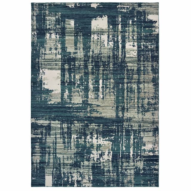 Montage 5990B Blue/ Grey Indoor Area Rug - 9'10" x 12'10"