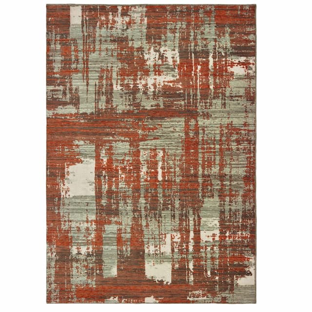 Montage 5990Z Grey/ Rust Indoor Area Rug - 5'3" x 7'6"