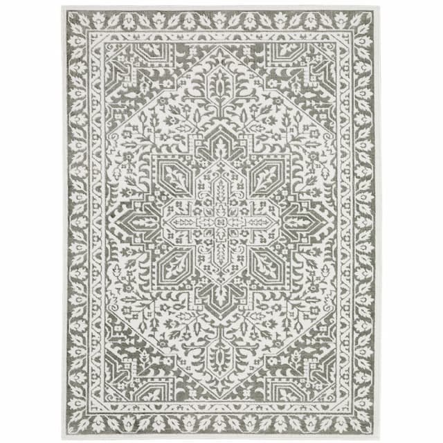 Montecito 1101W Grey/ White Indoor Area Rug - 3'3" x 5'