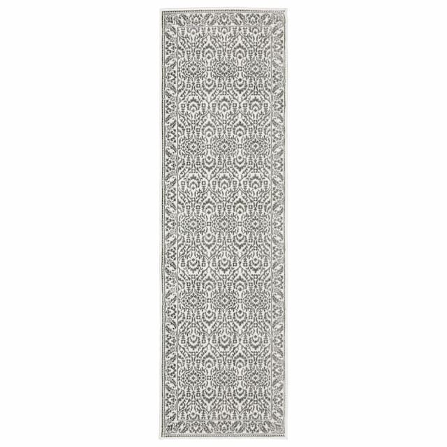 Montecito 2062H Grey/ White Indoor Area Rug - 2'3" x 7'6"