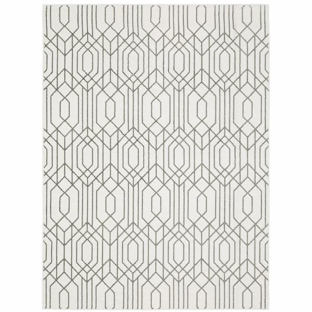 Montecito 4158W White/ Grey Indoor Area Rug - 3'3" x 5'