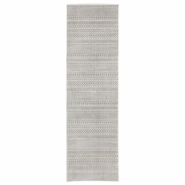 Montecito 4929E White/ Grey Indoor Area Rug - 2'3" x 7'6"