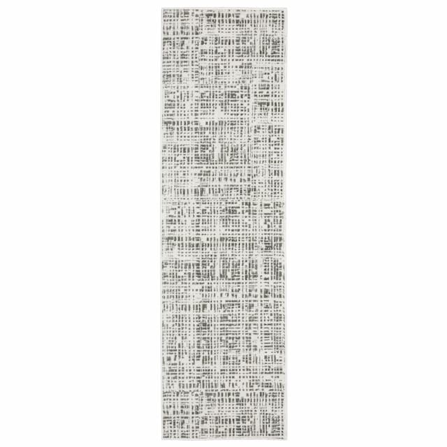 Montecito 5150W White/ Grey Indoor Area Rug - 2'3" x 7'6"