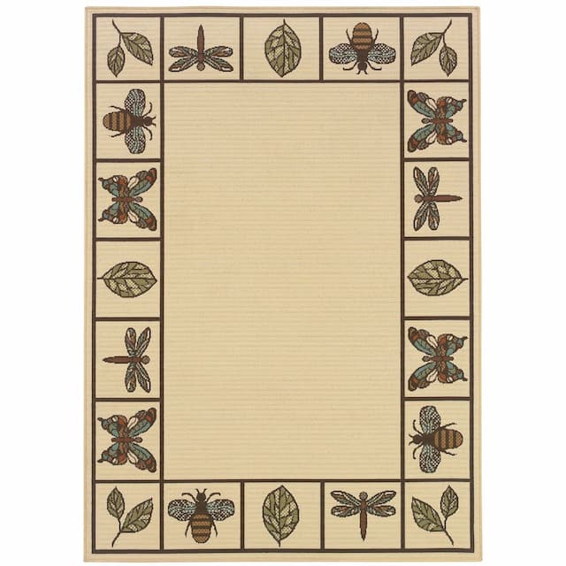 Montego 2266W Ivory/ Brown Indoor/Outdoor Area Rug - 2'5" x 4'5"