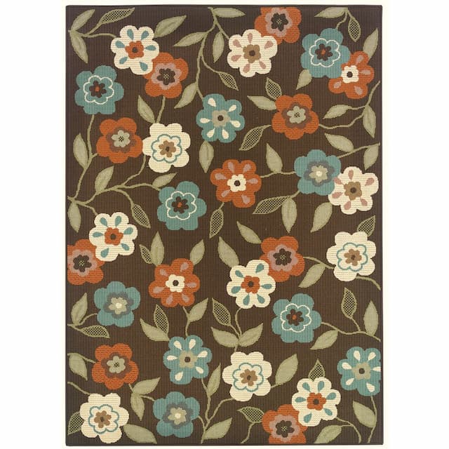 Montego 2267D Brown/ Ivory Indoor/Outdoor Area Rug - 5'3" x 7'6"